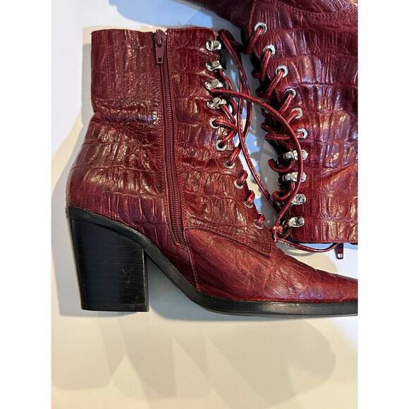 Jeffrey Campbell Red Leather Desperado Lace Up Boots Size 5.5 - Picture 15 of 16